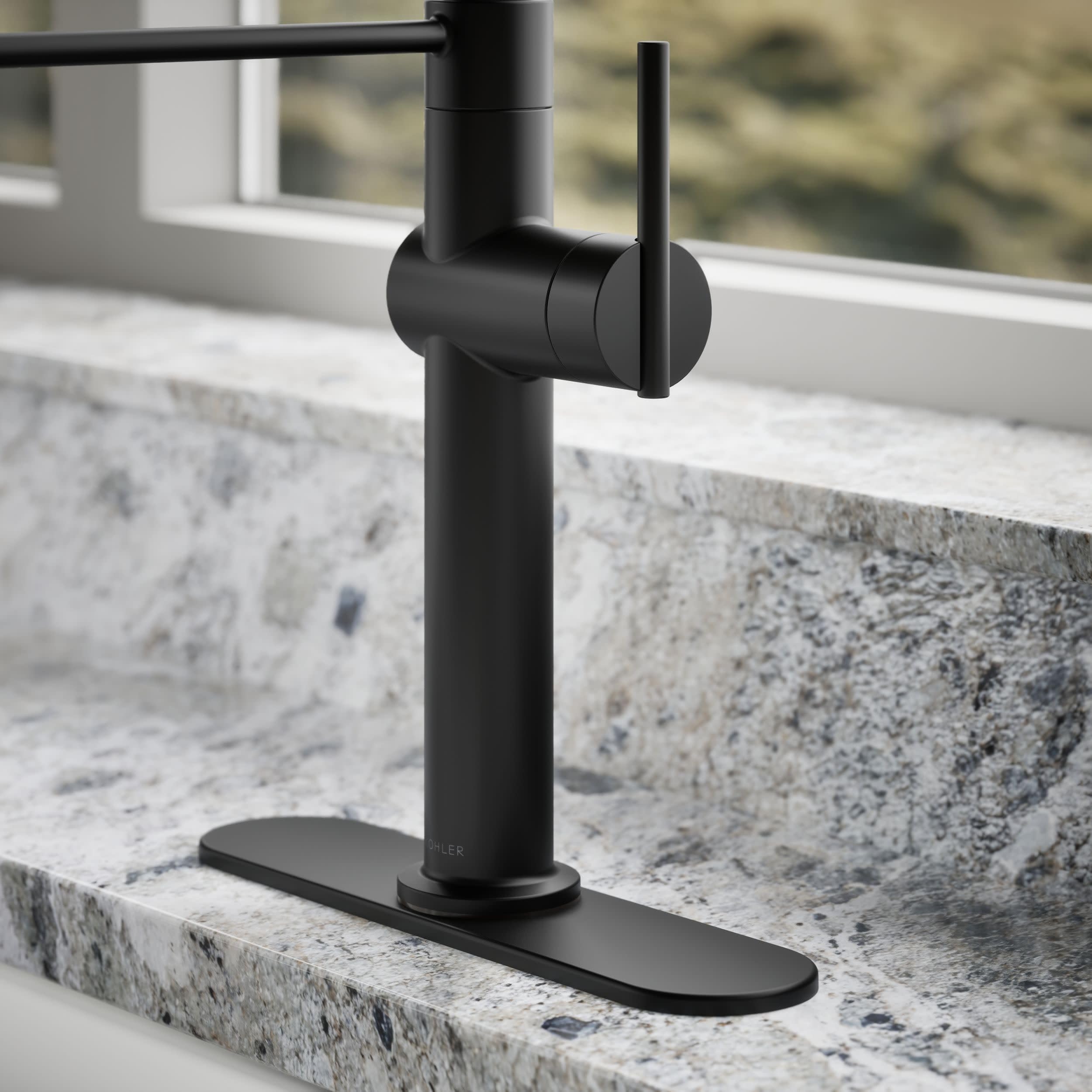 KOHLER 22973-BL Crue High-Arc Kitchen Faucet with Pull Down Spring